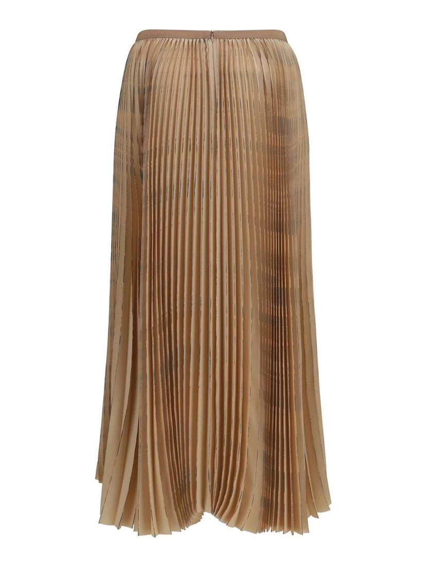 Beige Polyester Midi Skirt
