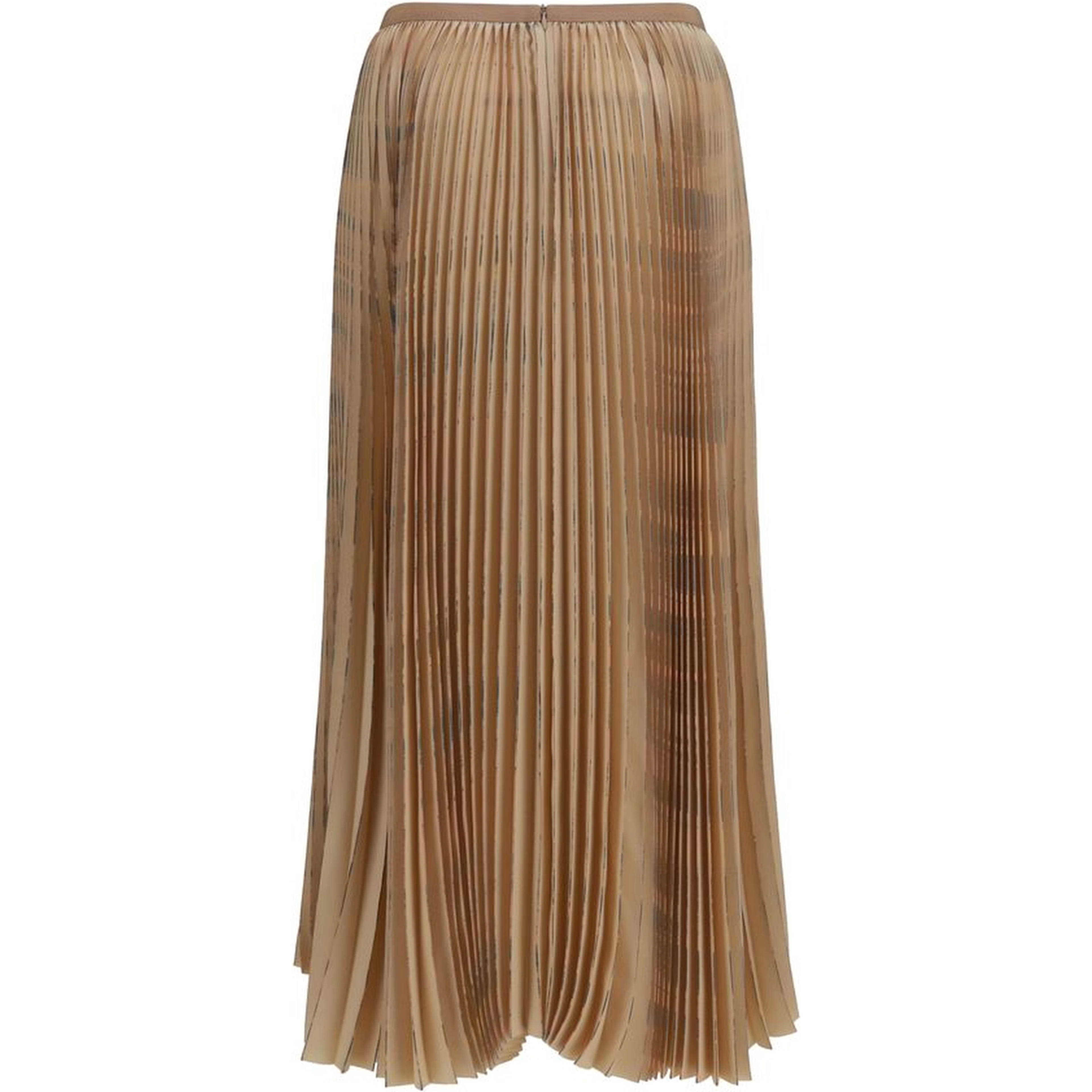Beige Polyester Midi Skirt