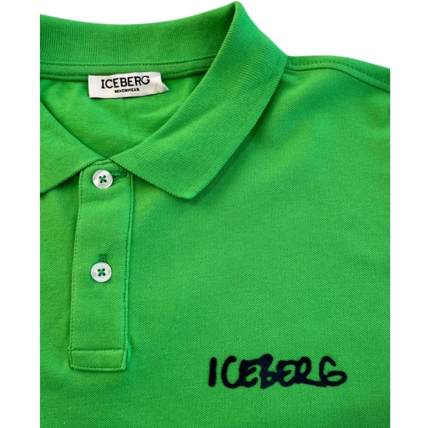 Green Cotton Men Polo Shirt