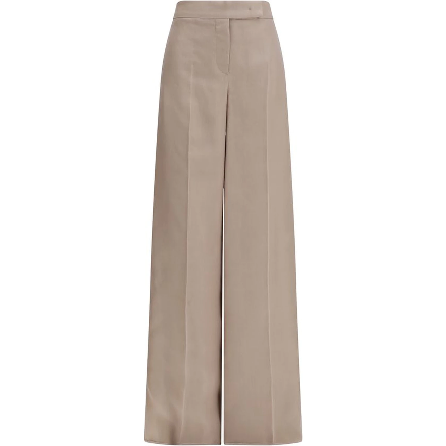 Beige Silk Casual Pants