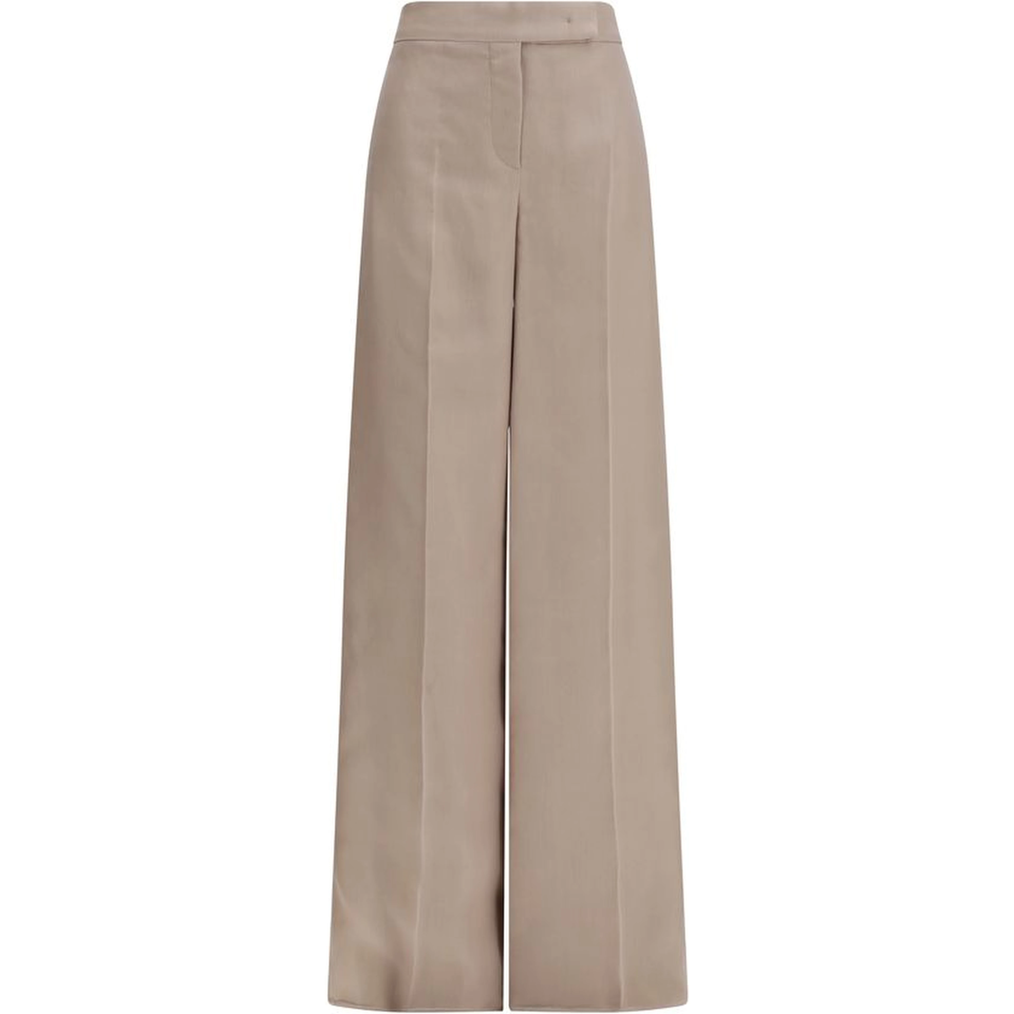 Beige Silk Casual Pants