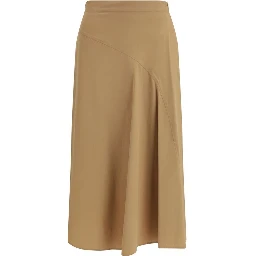 Beige Cotton Midi Skirt