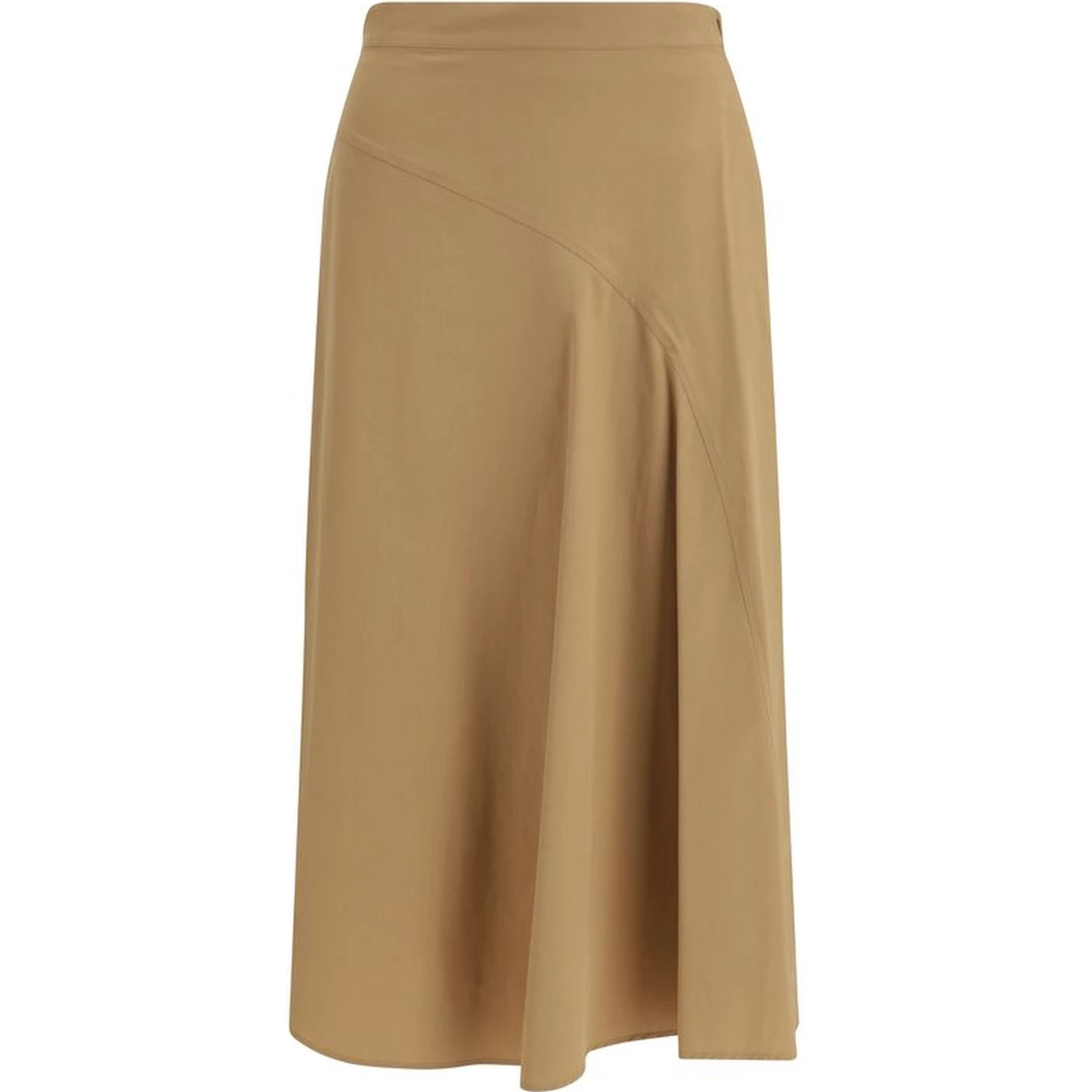 Beige Cotton Midi Skirt