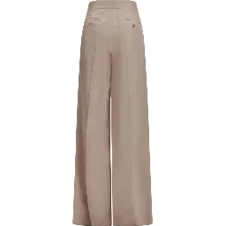 Beige Silk Casual Pants
