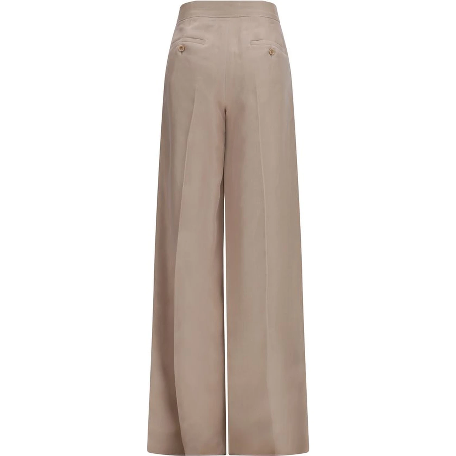 Beige Silk Casual Pants