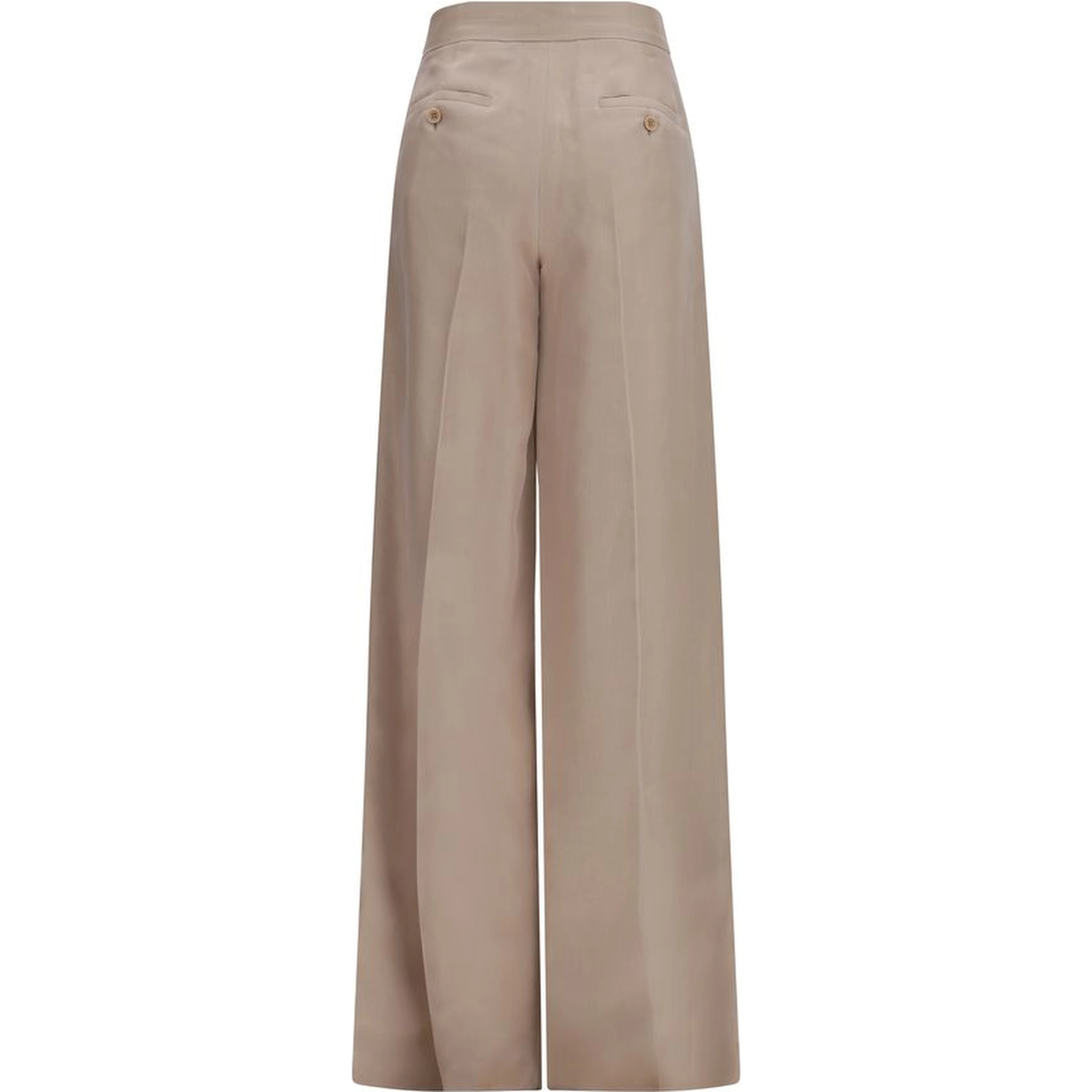 Beige Silk Casual Pants