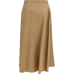 Beige Cotton Midi Skirt