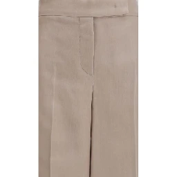 Beige Silk Casual Pants