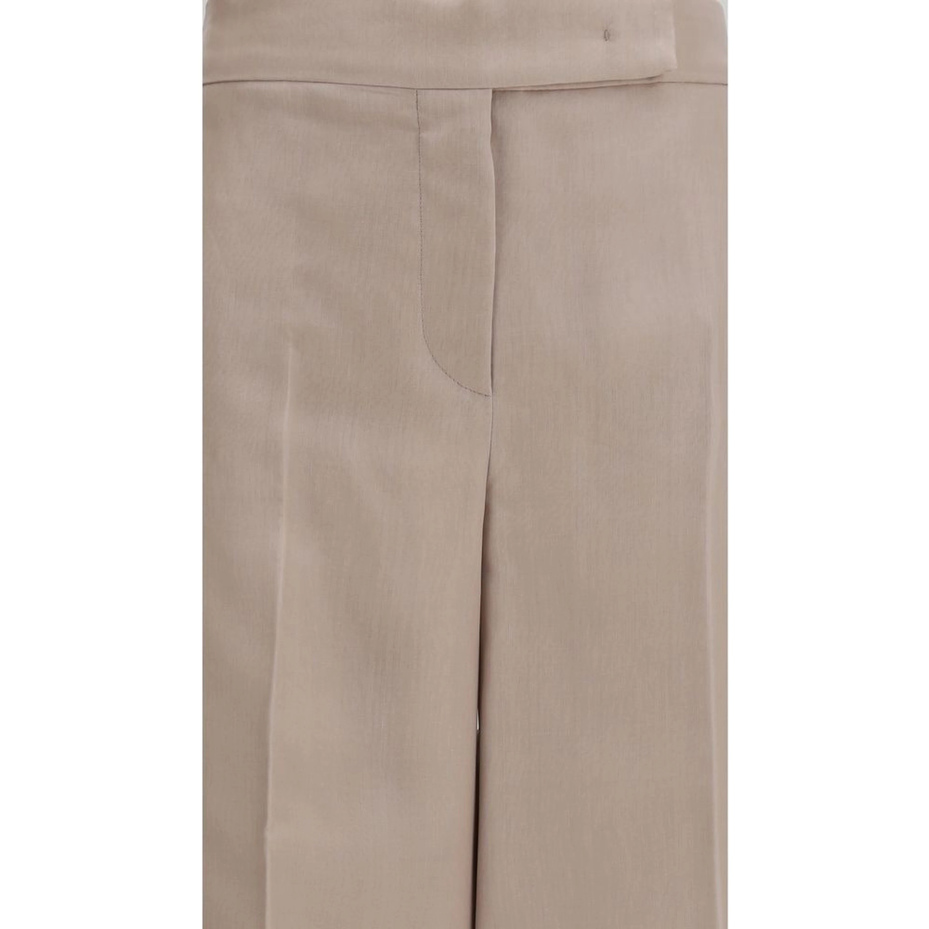 Beige Silk Casual Pants