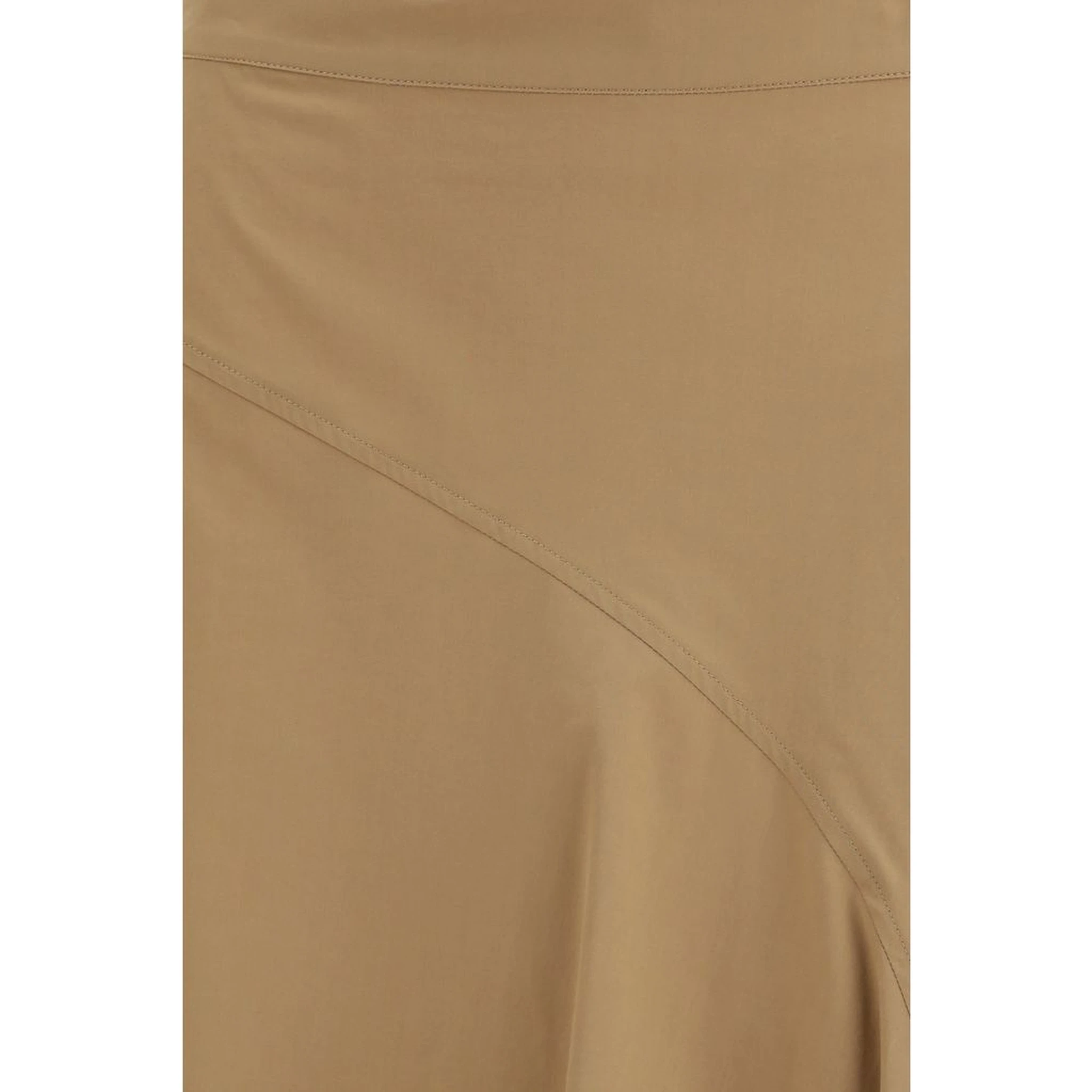 Beige Cotton Midi Skirt