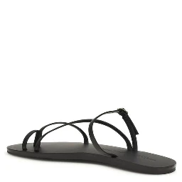 Black Calf Leather Bos Taurus Flat Sandals