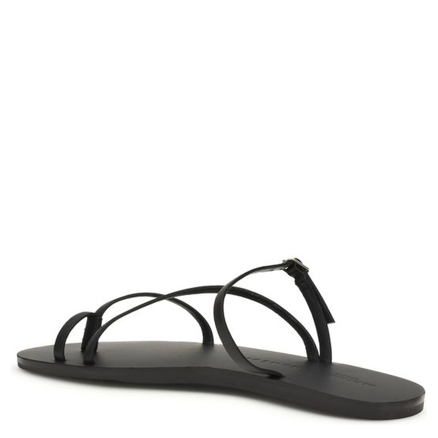 Black Calf Leather Bos Taurus Flat Sandals