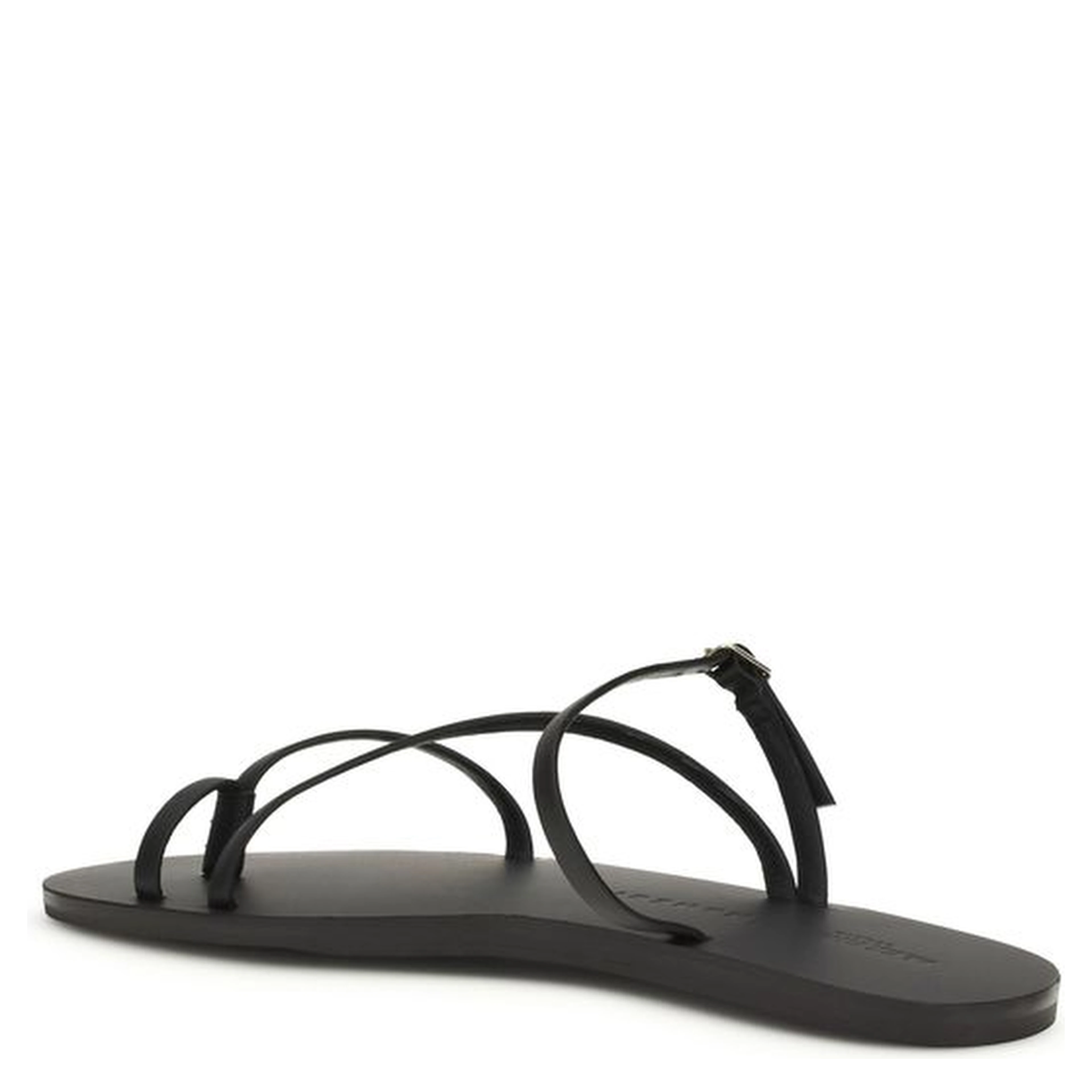 Black Calf Leather Bos Taurus Flat Sandals