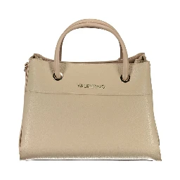 Beige Polyurethane Women Handbag