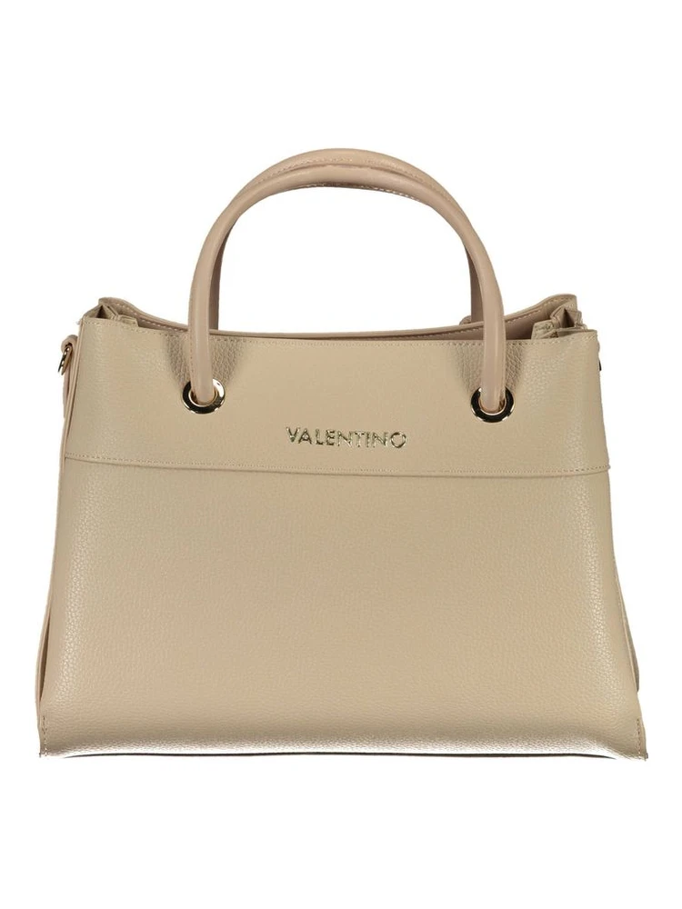 Beige Polyurethane Women Handbag