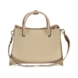 Beige Polyurethane Women Handbag