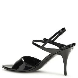 Black Calf Leather Bos Taurus Stiletto Heel Sandals