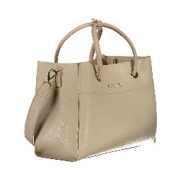 Beige Polyurethane Women Handbag
