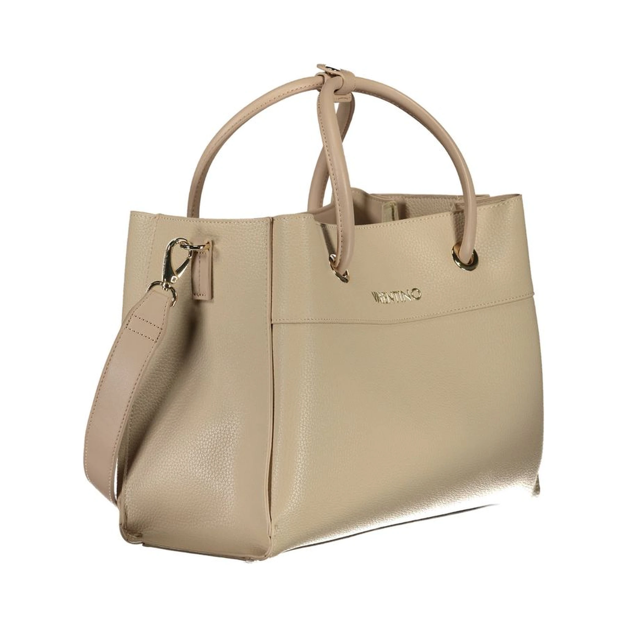 Beige Polyurethane Women Handbag