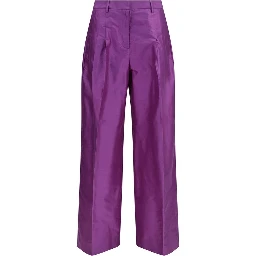 Purple Silk Casual Pants