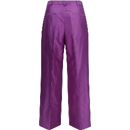 Purple Silk Casual Pants