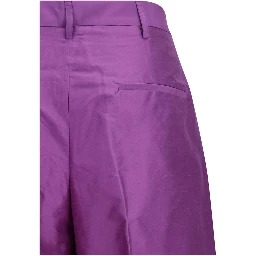 Purple Silk Casual Pants