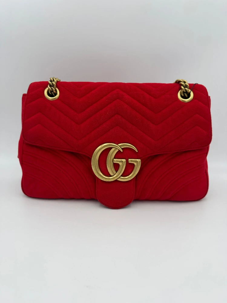 GUCCI MARMONT Red Velvet Handbag