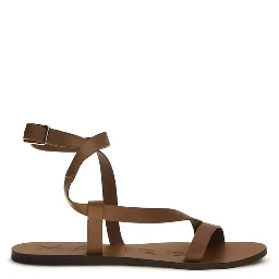 Brown Calf Leather Bos Taurus Flat Sandals