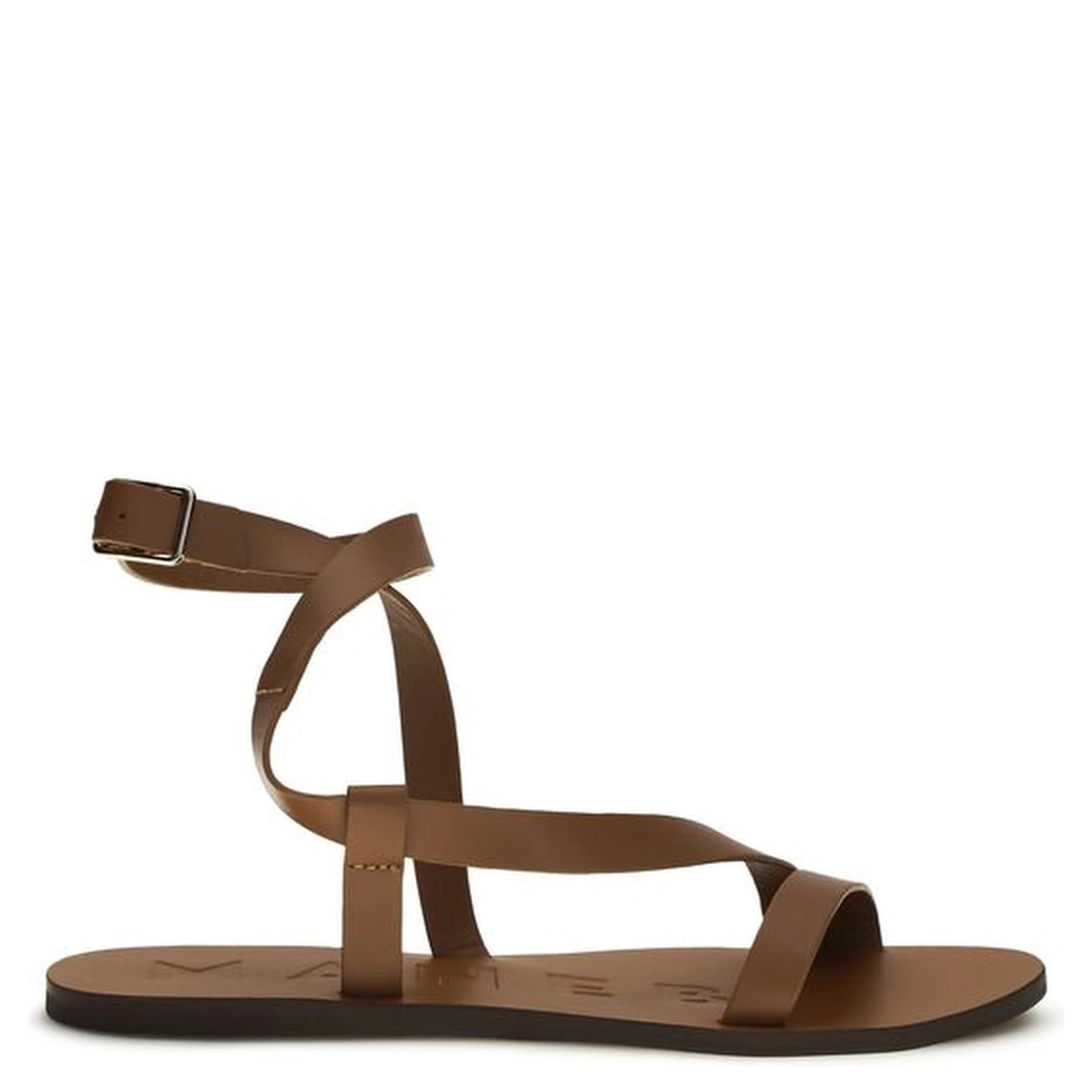 Brown Calf Leather Bos Taurus Flat Sandals