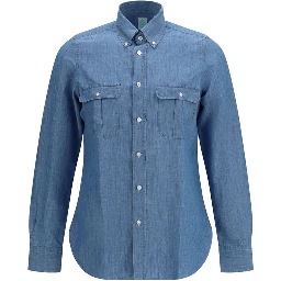 قميص قطني أزرق