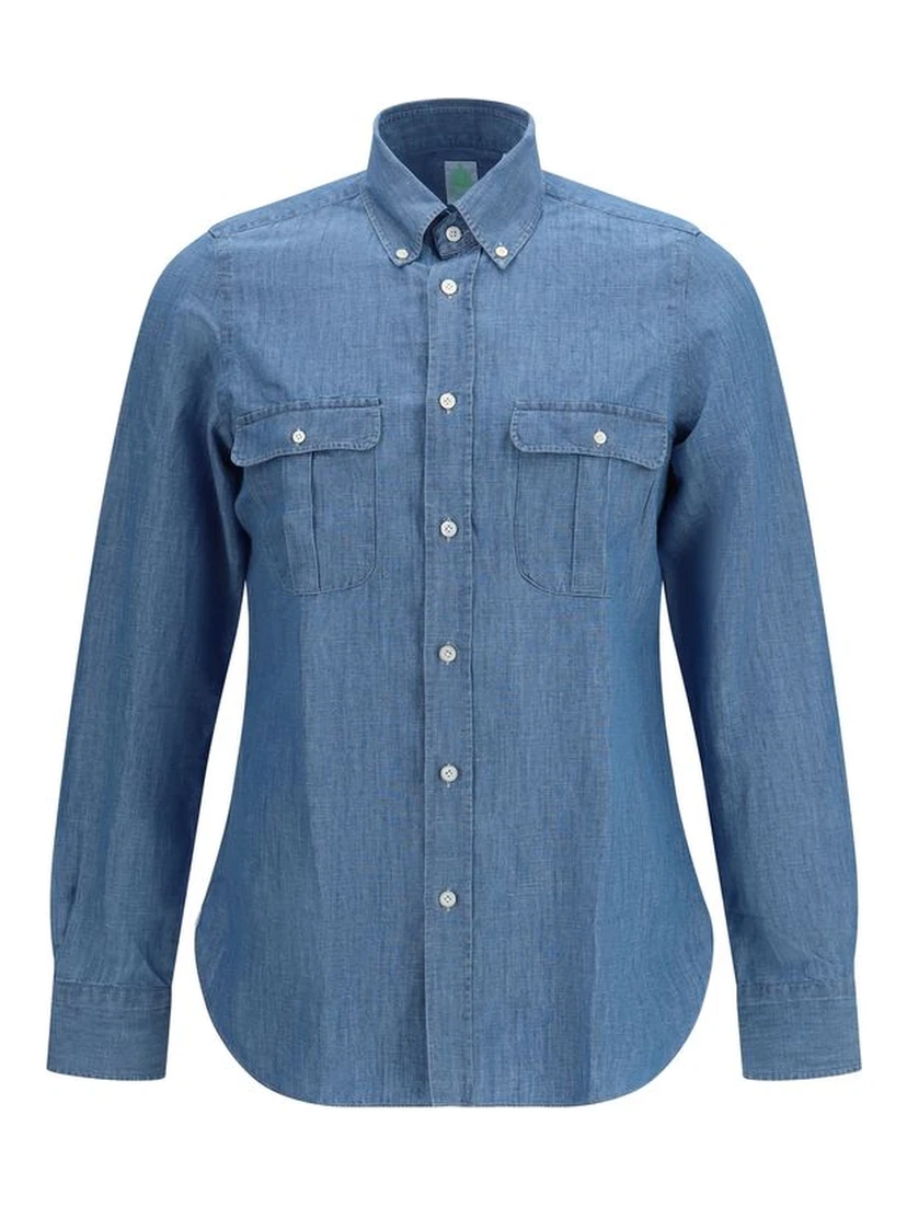 قميص قطني أزرق