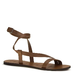 Brown Calf Leather Bos Taurus Flat Sandals