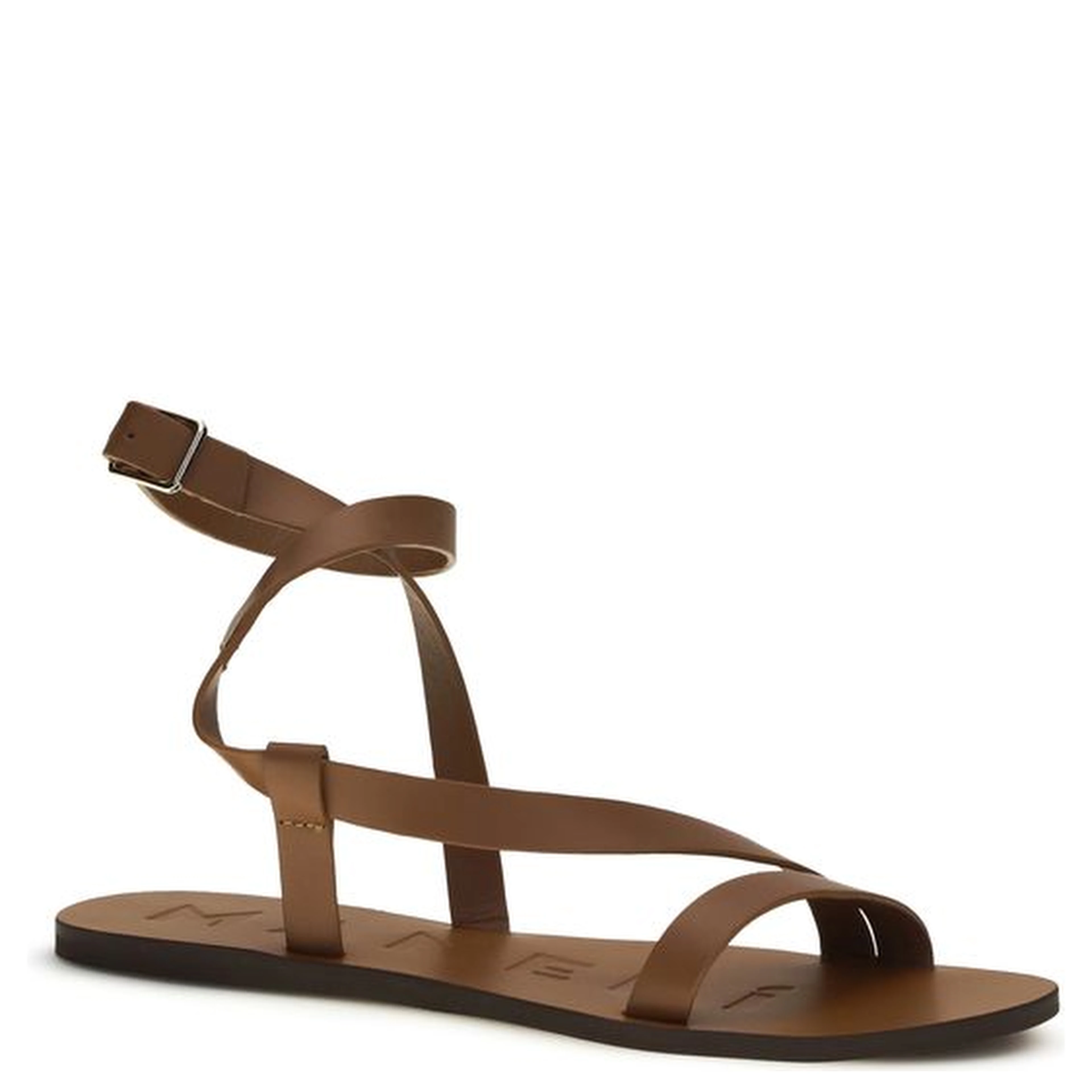 Brown Calf Leather Bos Taurus Flat Sandals
