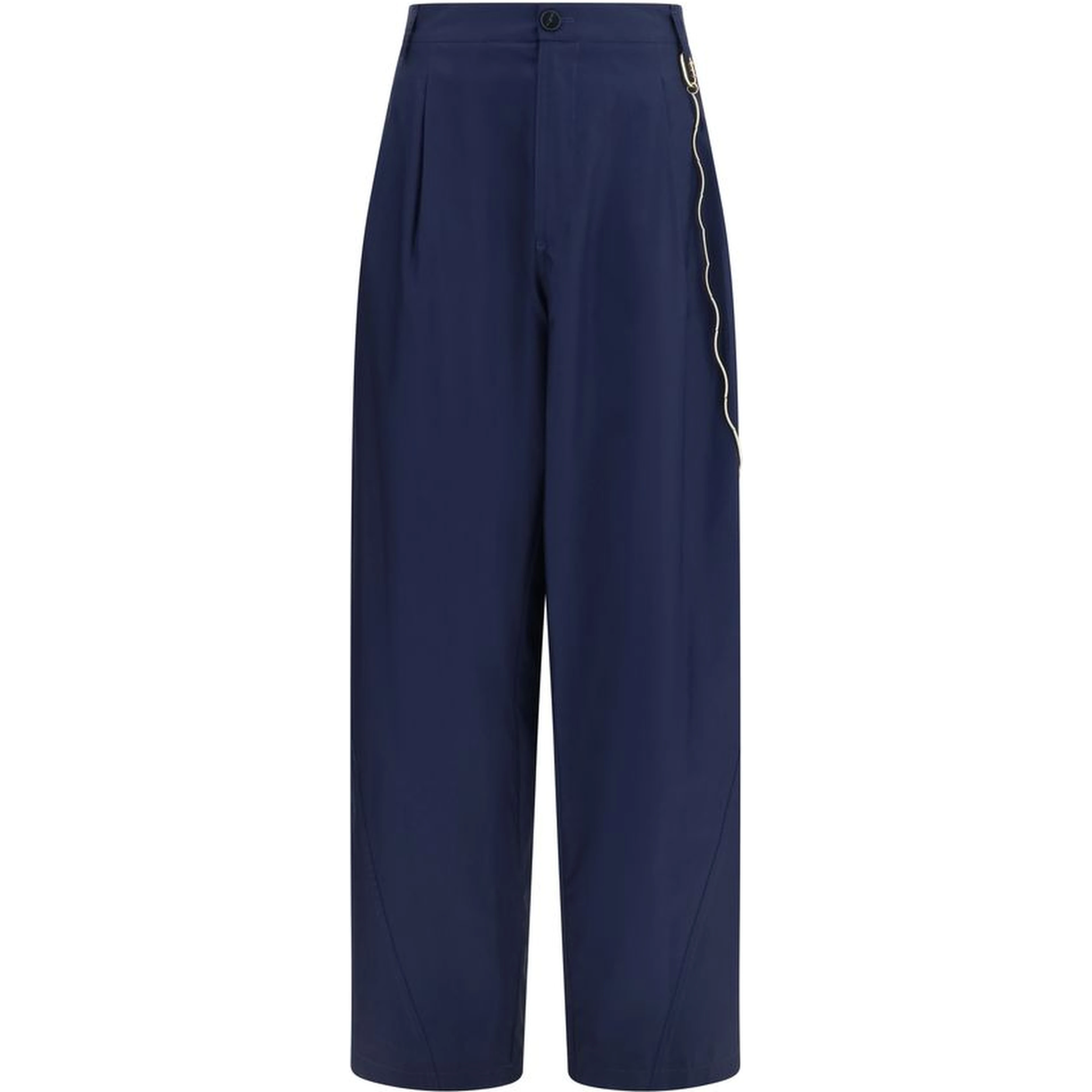 Blue Cotton Casual Pants