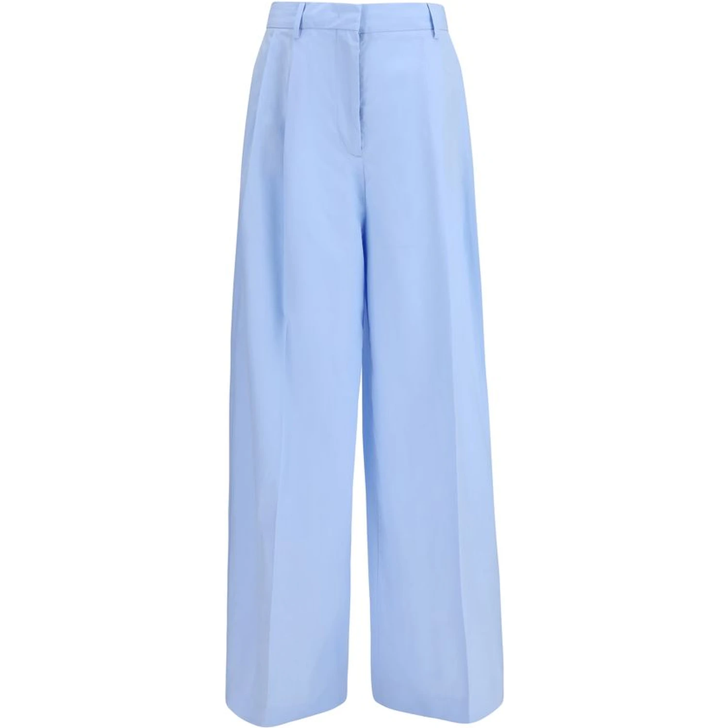Blue Cotton Casual Pants
