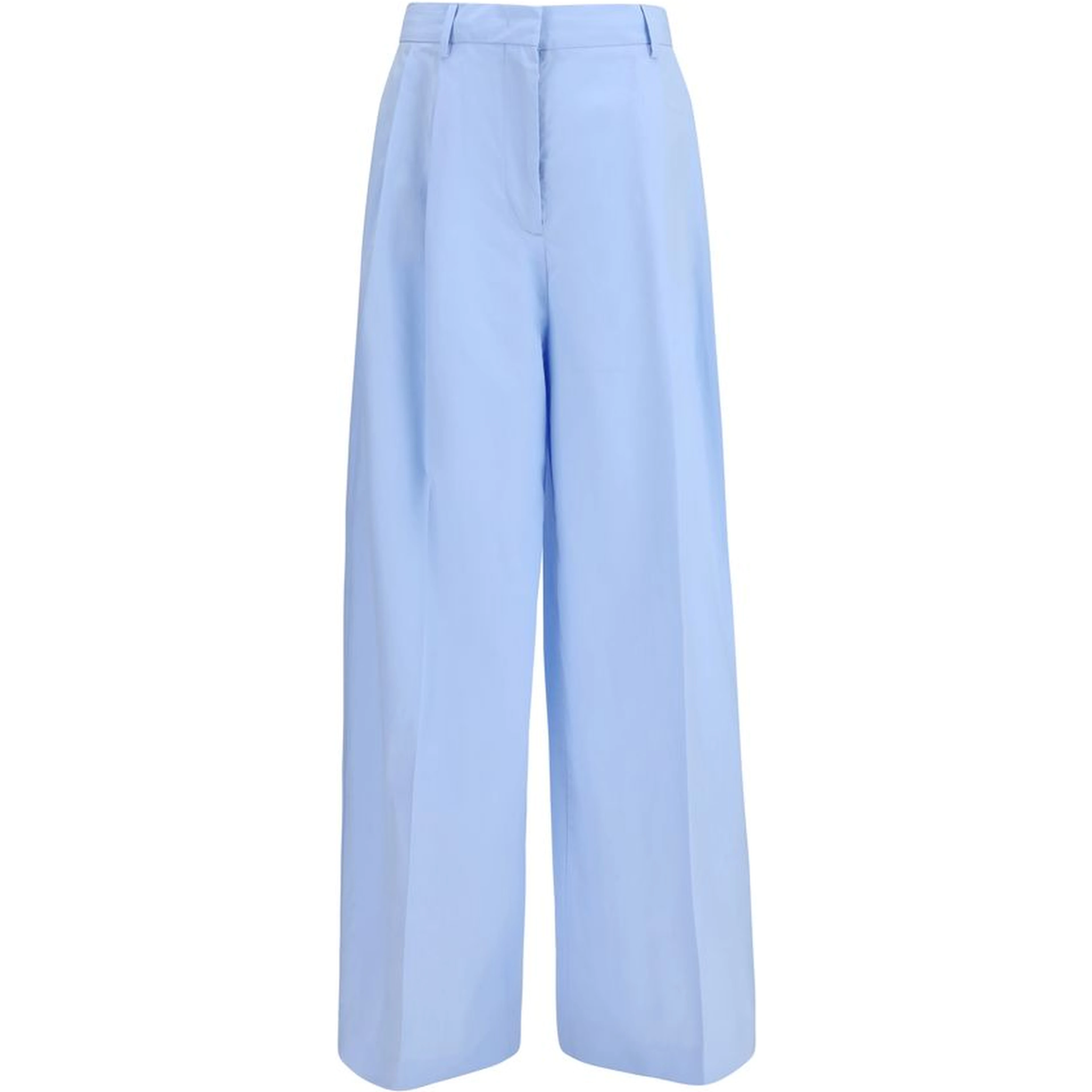 Blue Cotton Casual Pants