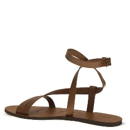 Brown Calf Leather Bos Taurus Flat Sandals