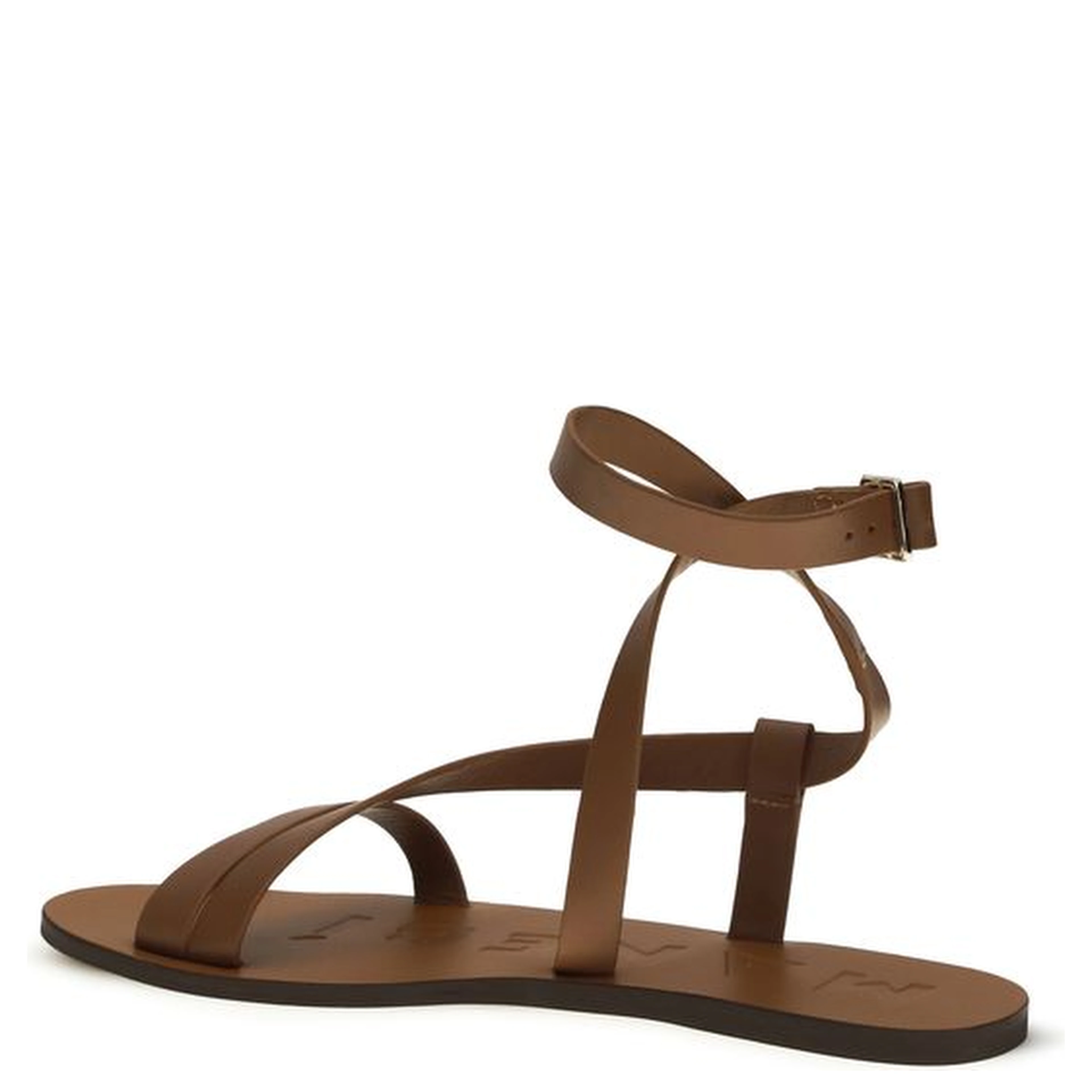 Brown Calf Leather Bos Taurus Flat Sandals