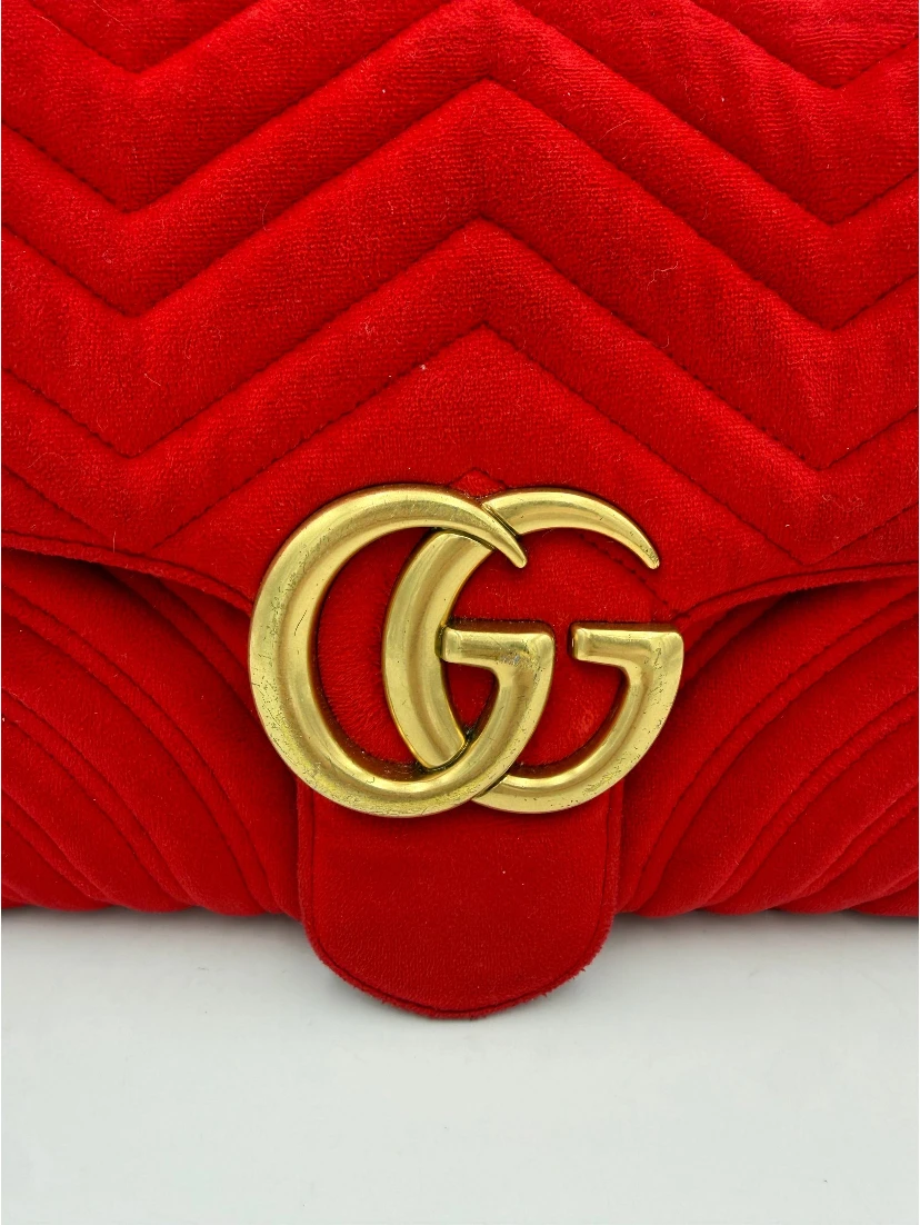 GUCCI MARMONT Red Velvet Handbag