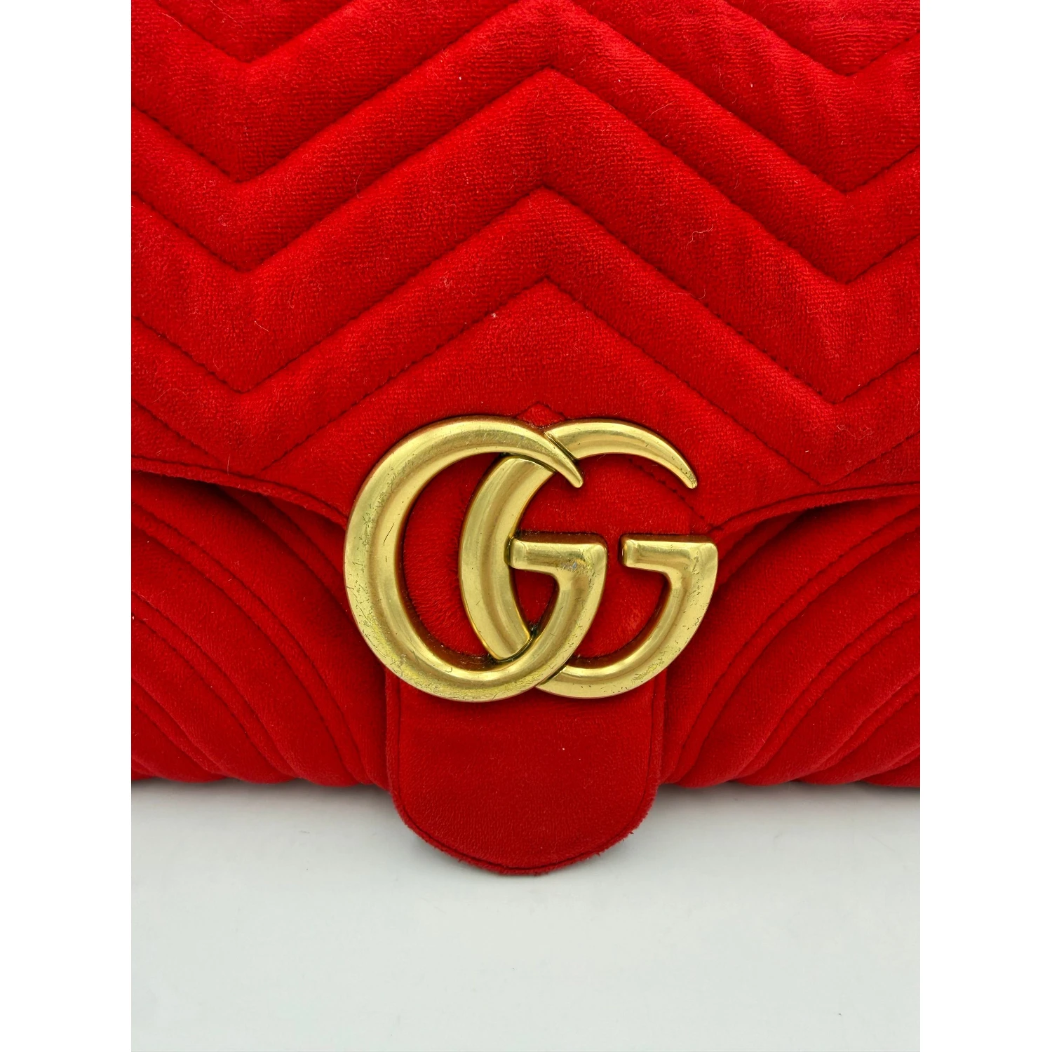 GUCCI MARMONT Red Velvet Handbag