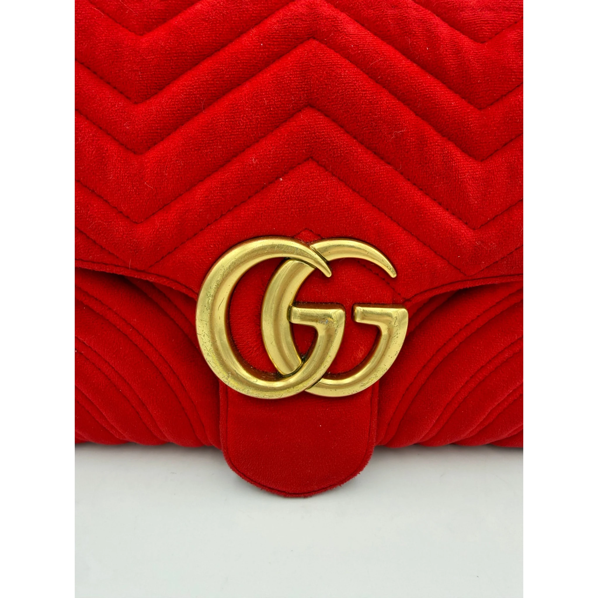 GUCCI MARMONT Red Velvet Handbag