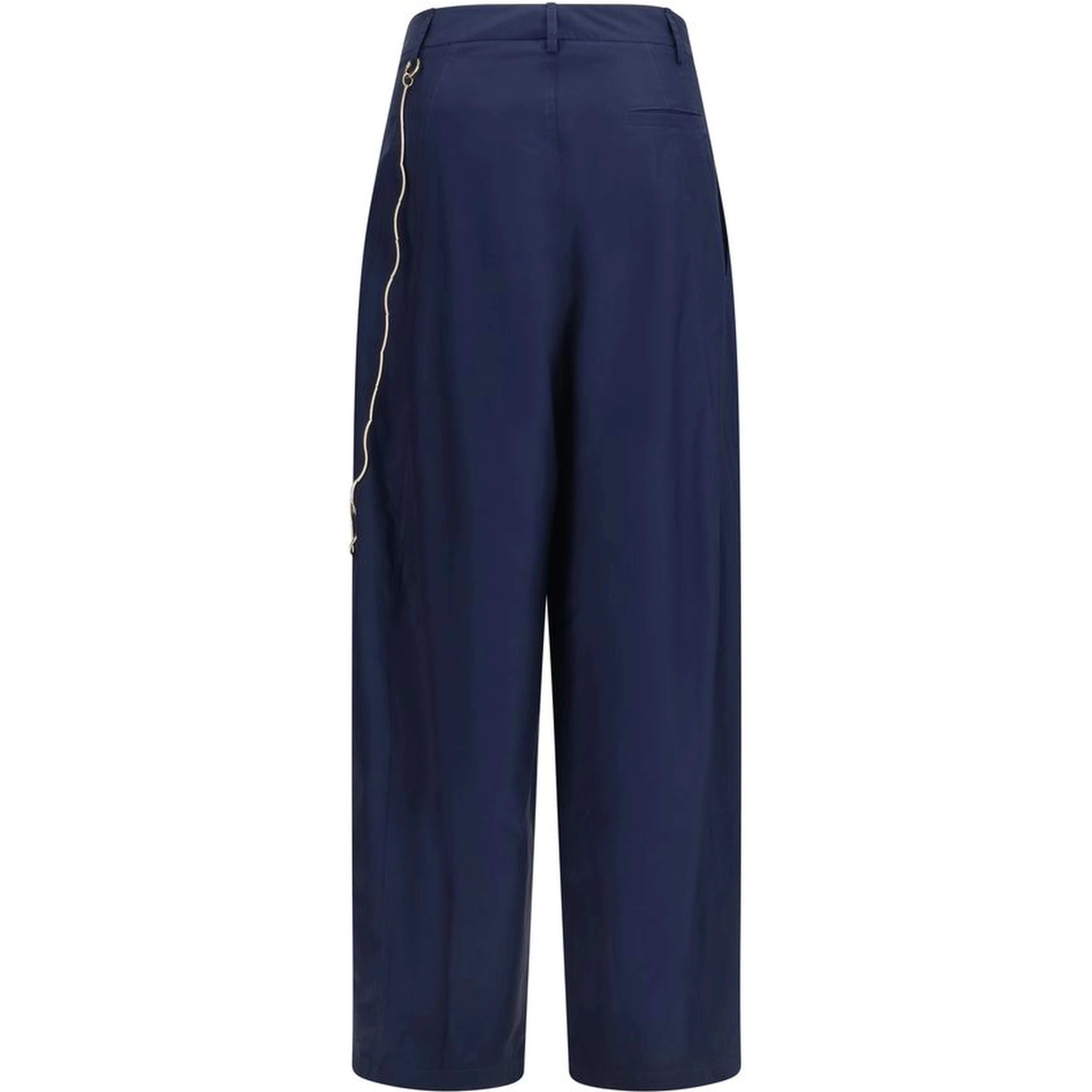 Blue Cotton Casual Pants