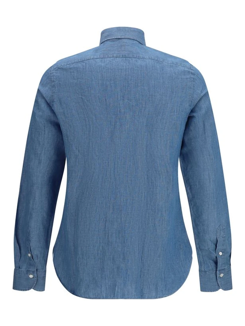 قميص قطني أزرق