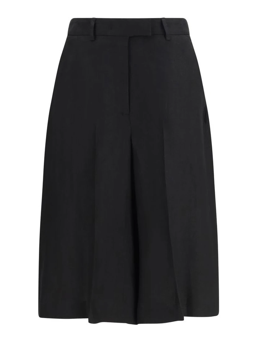 Black Viscose Bermuda Shorts