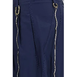 Blue Cotton Casual Pants