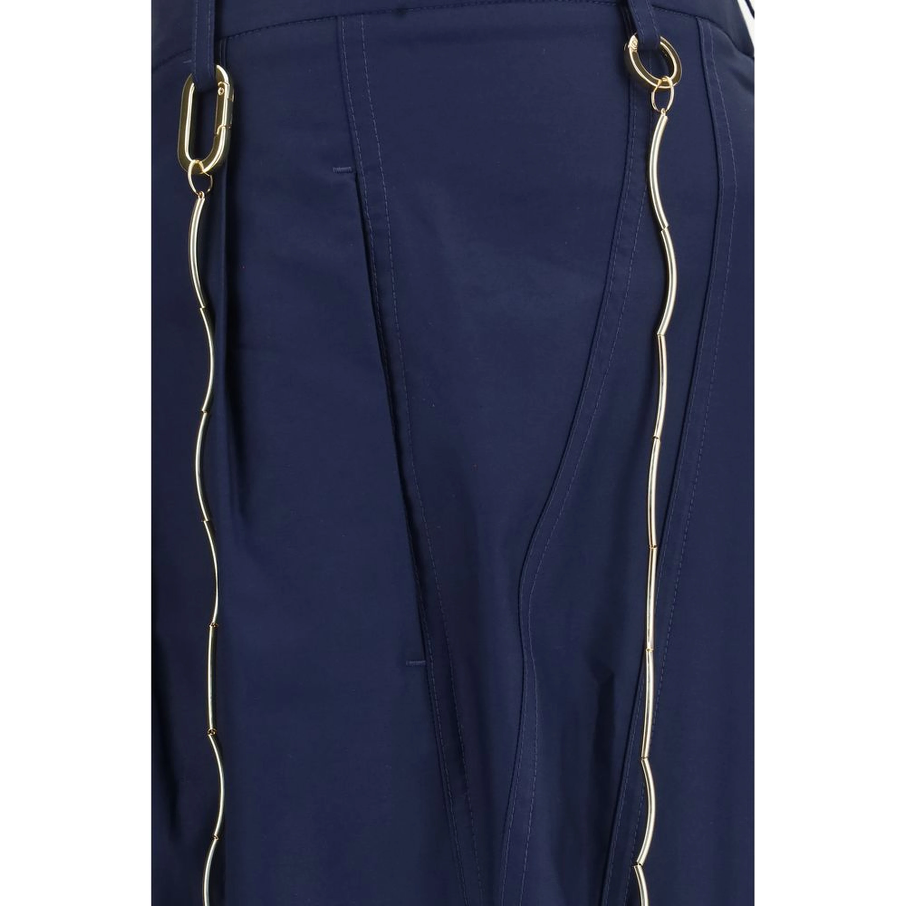 Blue Cotton Casual Pants