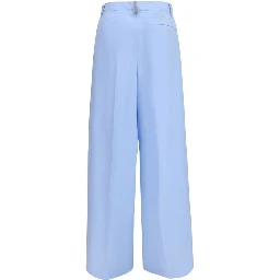 Blue Cotton Casual Pants