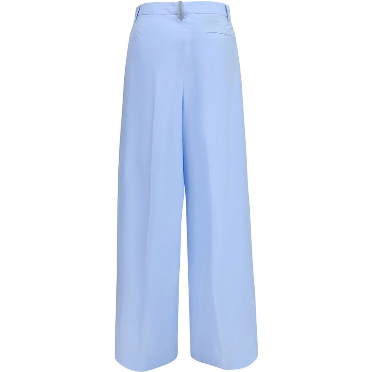 Blue Cotton Casual Pants