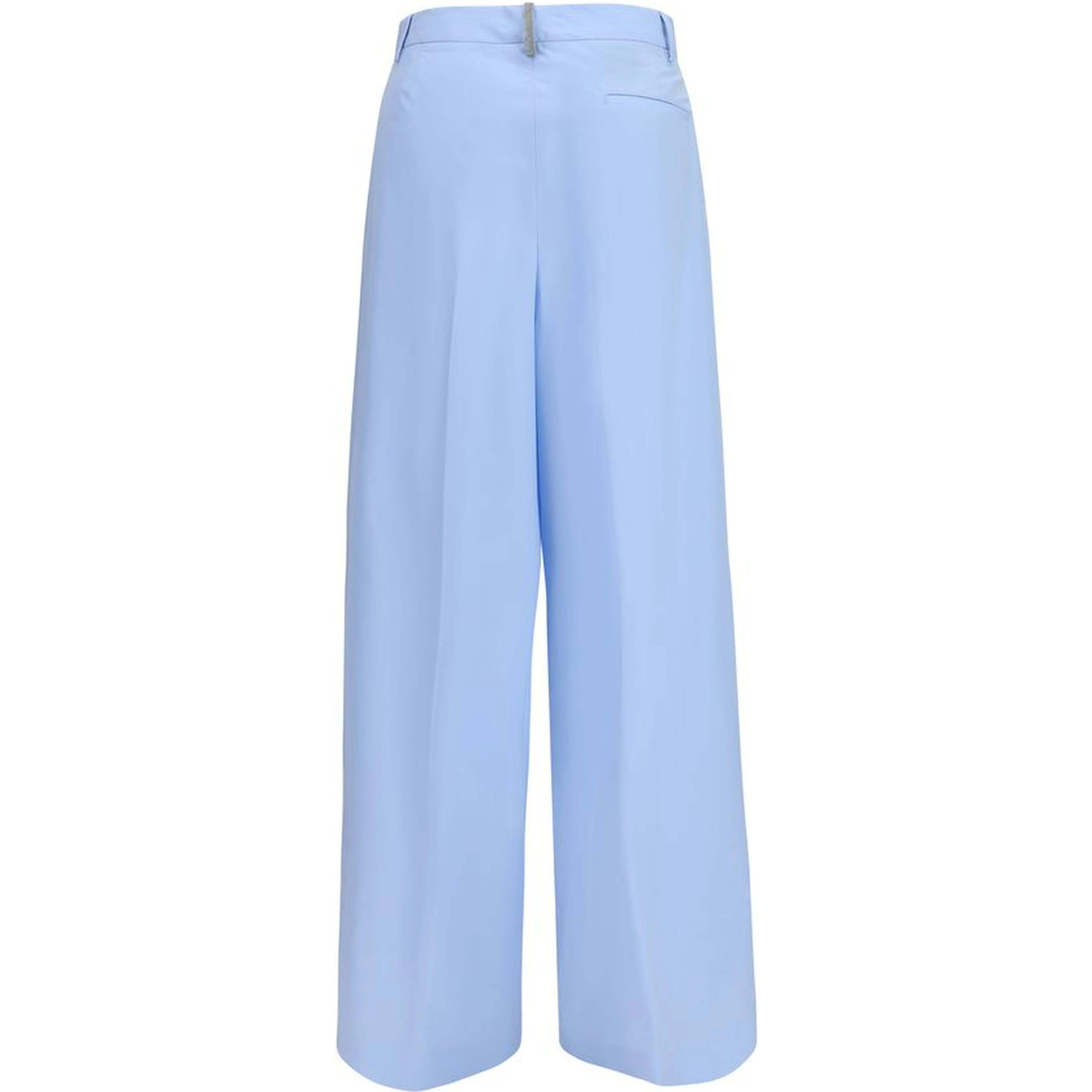 Blue Cotton Casual Pants