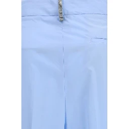 Blue Cotton Casual Pants